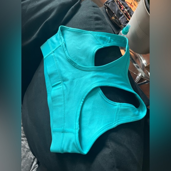 RARE NIKE SPORTS BRA TEAL W NEON GREEN SWOOSH - Picture 4 of 6